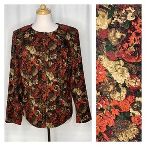 vintage 90s zip up floral earth tones jacket [0140]